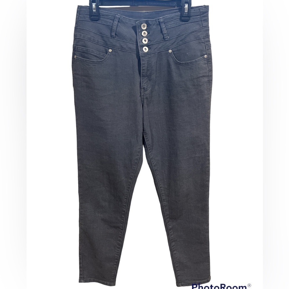 RED BLUE DENIM‎ Stretch High Waist Button Detail Skinny Jean Gray Size 15/16